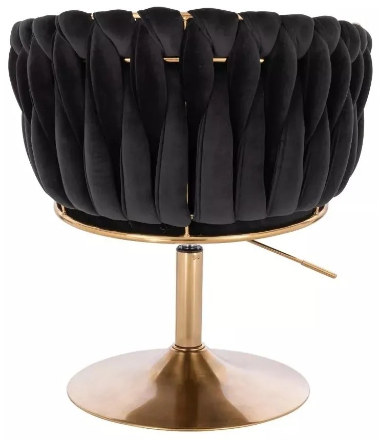 LuxuryForm DESIGN Kreslo NORDEN VELUR na zlatom tanieri - čierne