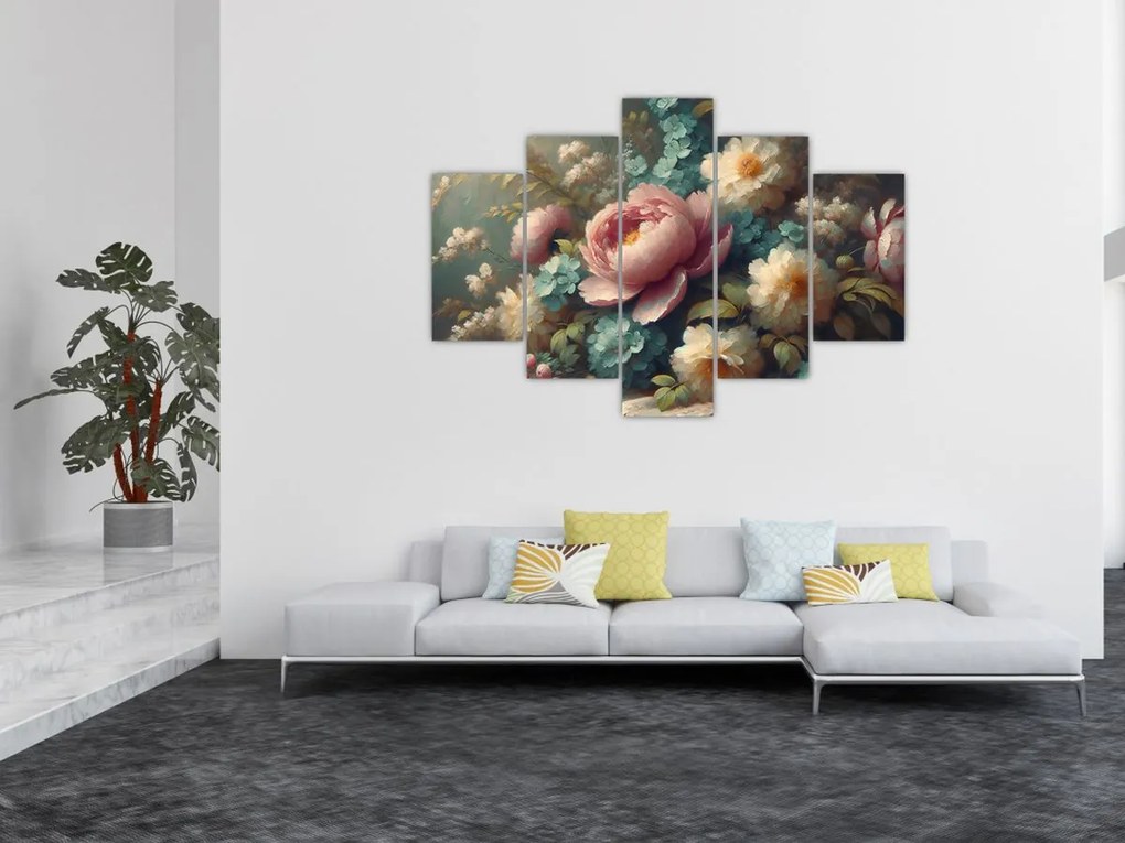 Obraz - Zátišie s kvetmi - maľba (150x105 cm)