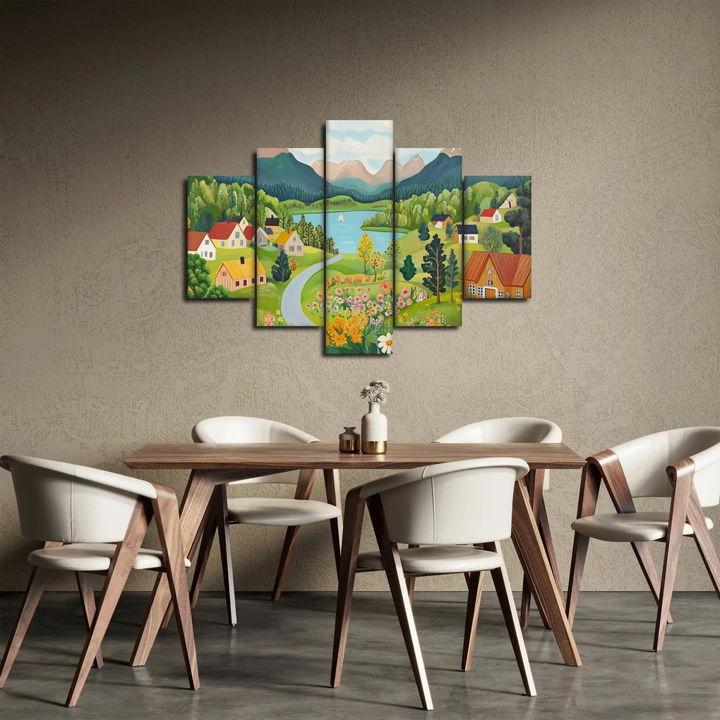 Obraz - Dedina v horách (150x105 cm)