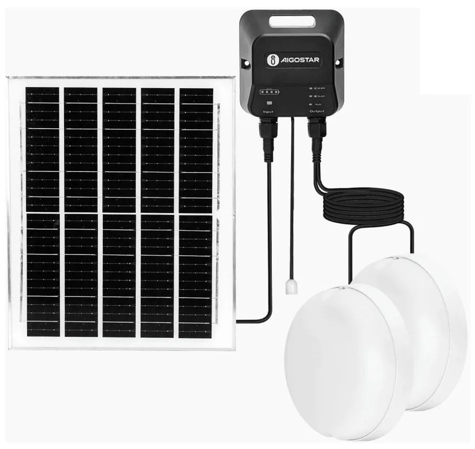 Aigostar - LED Solárne svietidlo 2xLED/70W/12V 12000 mAh 6500K pr. 20,5 cm