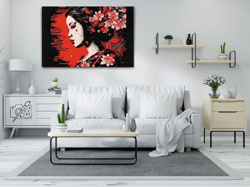 Gario Diamantové maľovanie Gejša Rozmery: 60 x 40 cm, Rámovanie: Iba zrolované plátno, Diamanty: Okrúhle
