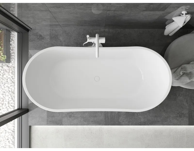 Mexen Montana, voľne stojaca vaňa 170 x 80 cm, biela-čierna, biely prepad, 52011708075-20