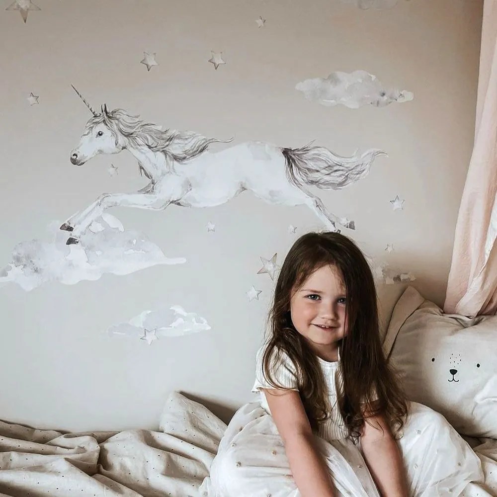 Samolepka do detskej izby Jednorožec na oblohe S