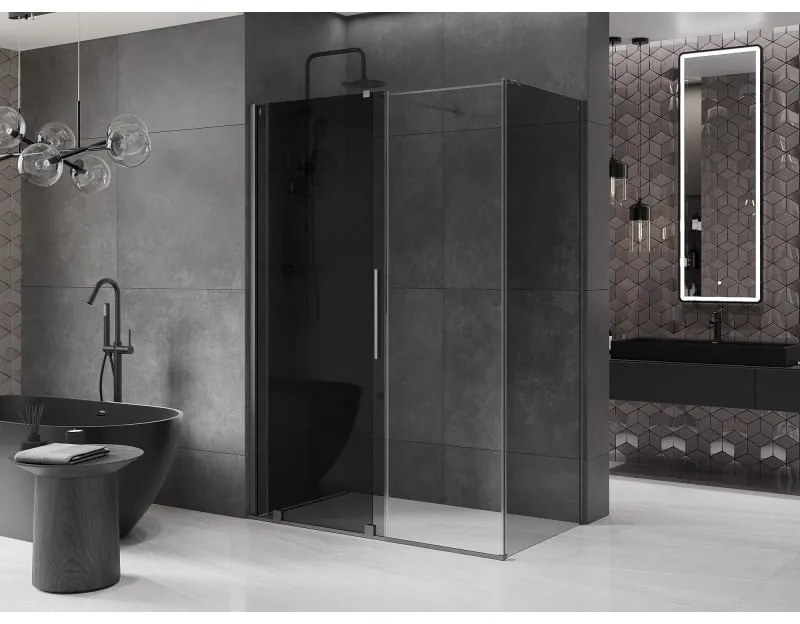 Mexen Velar, sprchový kút s posuvnými dverami 160 x 80 cm, 8mm šedé sklo, grafit brúsený, 871-160-080-41-66