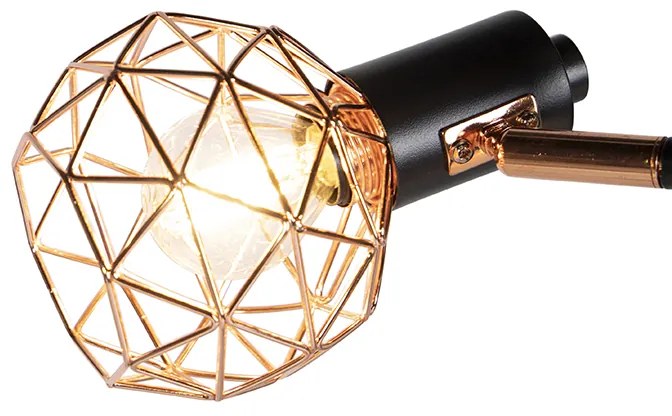 Stojaca lampa čierna s meďou 3-svetlo - Mesh