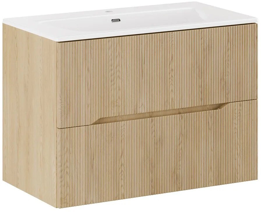 Závěsná skříňka Nordic Sky s umyvadlem 80 cm dub cremona