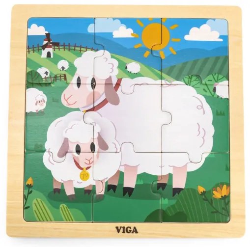 Puzzle na podstavci Viga 44622 9 dielikov - ovečka