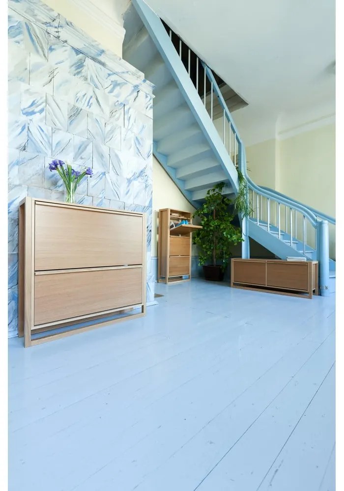 Výklopná skrinka na topánky v dekore duba v prírodnej farbe NewEst – Woodman