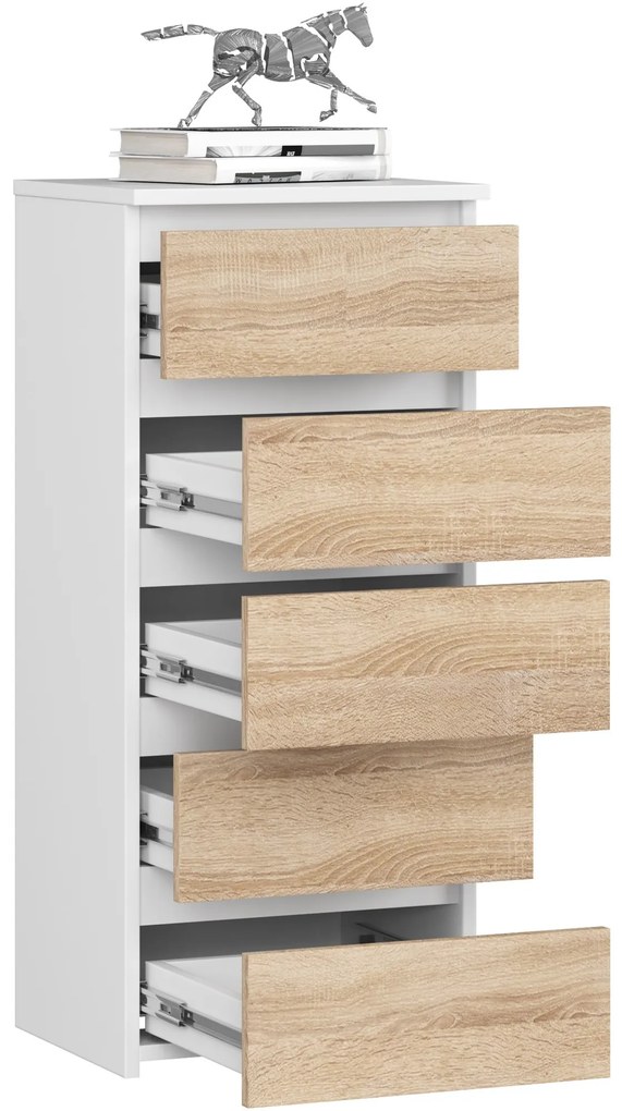 Komoda CL5 40 x 92 cm so zásuvkami biela/dub sonoma