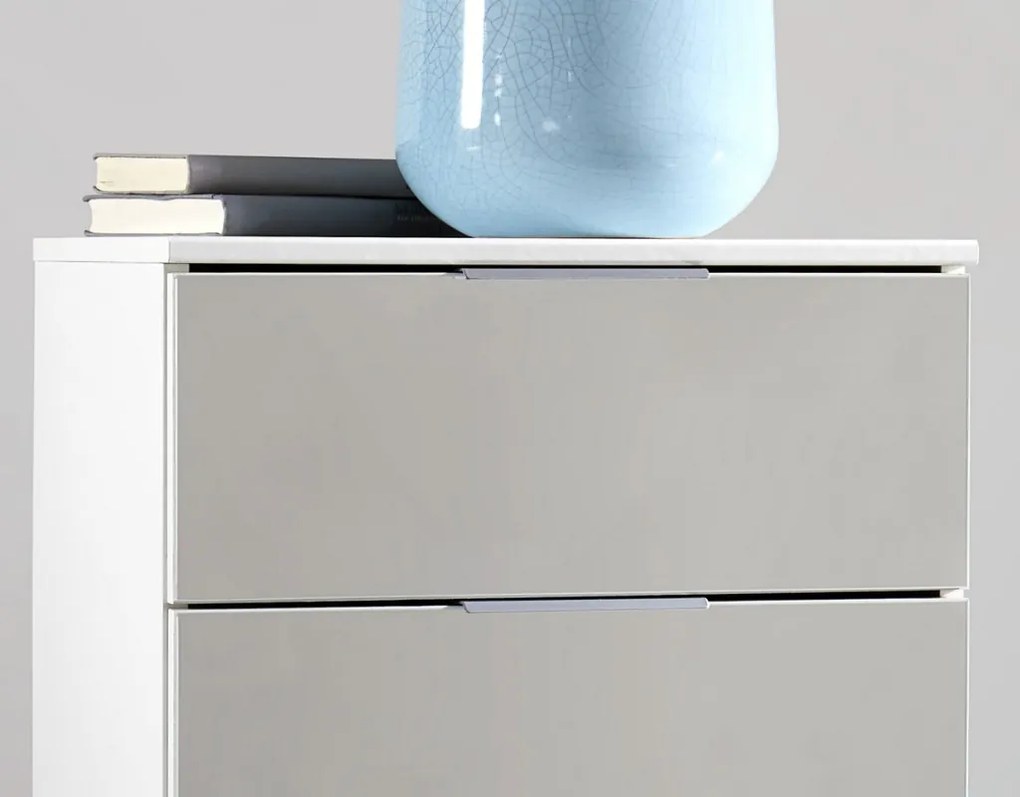 Nočný stolík Easy Plus, biely/zrkadlo