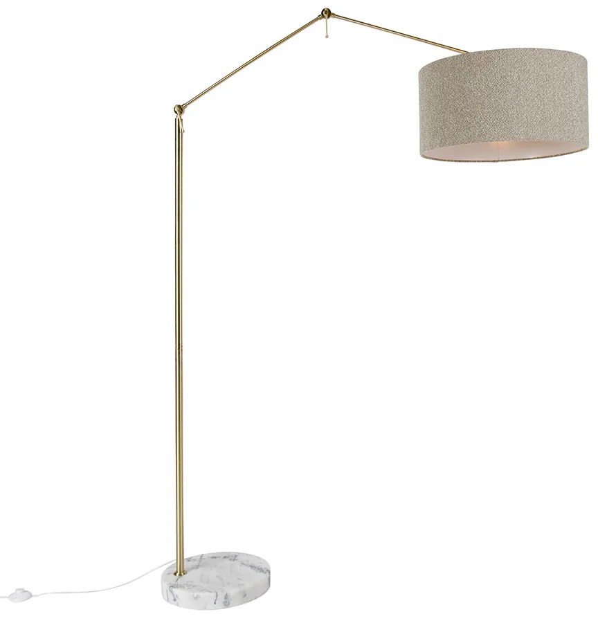 Stojaca lampa zlatá s tienidlom z bouclé taupe 50 cm nastaviteľná - Editor