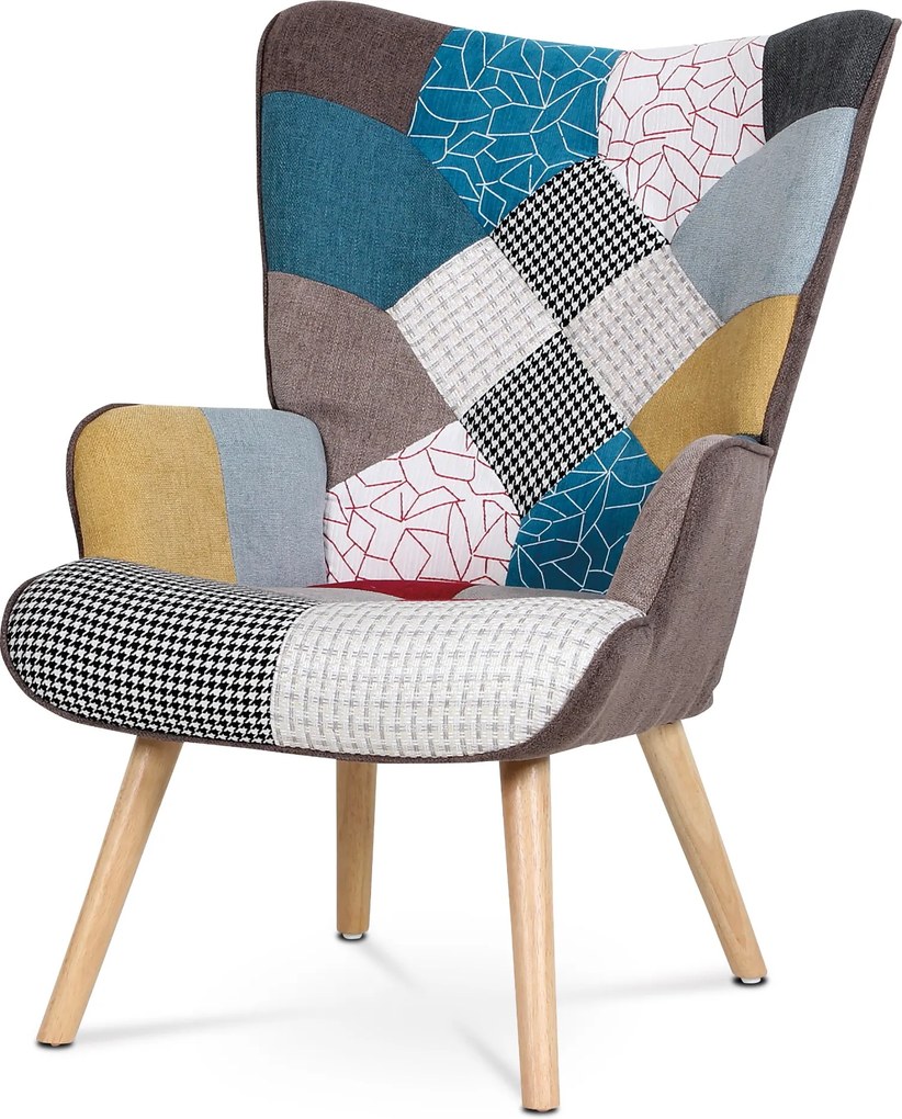 Sconto Kreslo s podnožkou GUNNAR patchwork