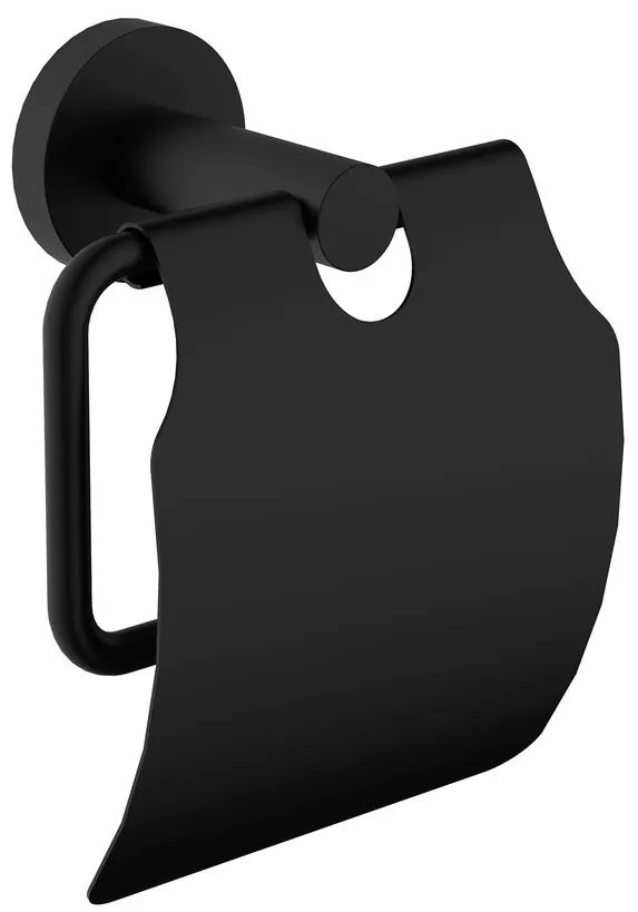Sapho Sapho, X-ROUND držiak toaletného papiera, s krytom, čierna matná, XR732B
