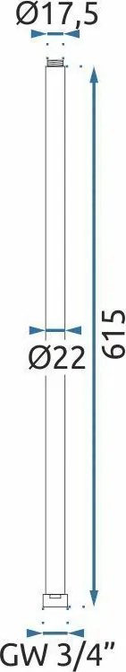Predĺženie pre vaňovú/sprchovú súpravu REA ø 22 mm - 60 cm, zlatá kartáčovaná