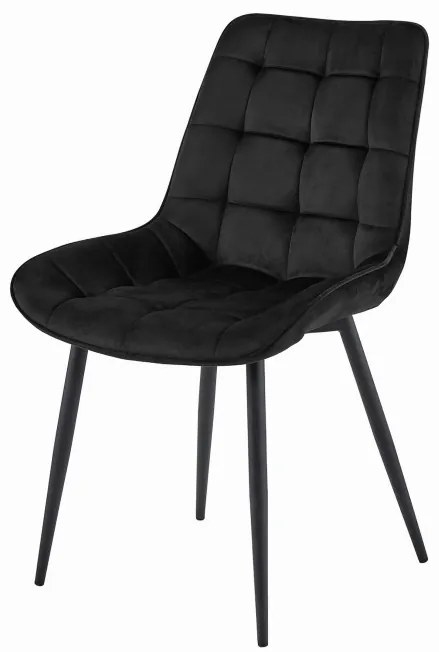 Set štyroch jedálenských stoličiek BERA zamatové čierne / čierne nohy (4ks)