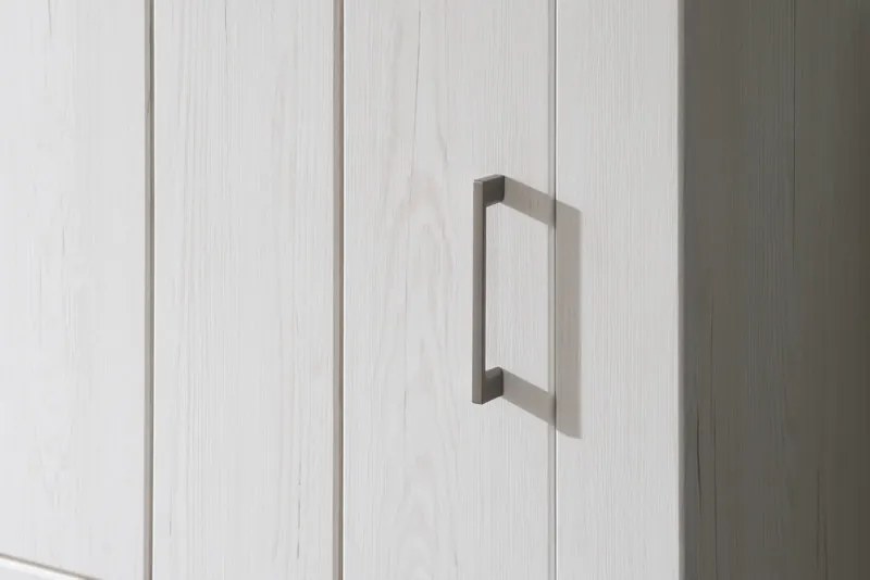 Vysoká vitrína Cruz, bielená pínia/šedý dub