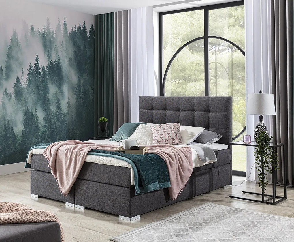 Čalúnená manželská posteľ Isola 160 - čierna (Soft 11)