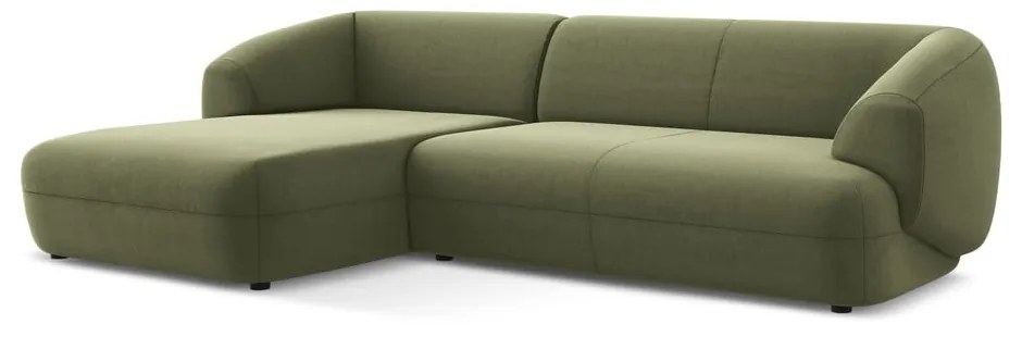 Zelená zamatová rohová pohovka (ľavý roh) Moana – Makamii