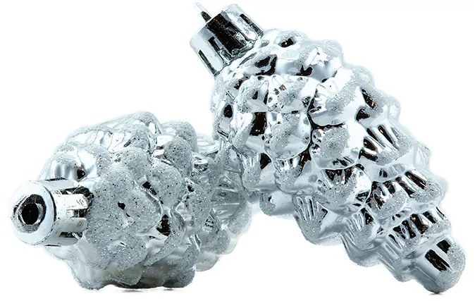 DECOLED Ozdoba šišky, 6 cm, 6x bílá