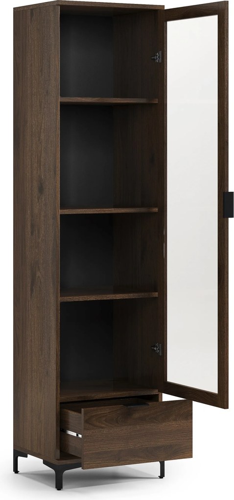 Vitrína LANA 07 Elegantný orech - 1-DVEROVÁ SKRINKA SO ZÁSUVKOU