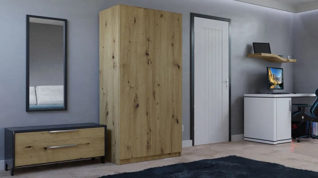 Šatníková skriňa Malva 90 cm dub artisan