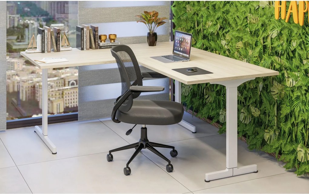 Kancelársky stôl PRIMO BETA L, 180x180 cm, sivá podnož, orech