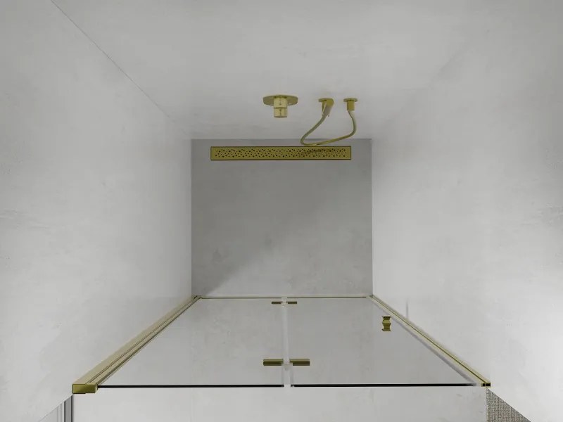 Mexen Lima, skladacie sprchové dvere do otvoru 100 x 190 cm, 6mm číre sklo, zlatý profil, 856-100-000-50-00