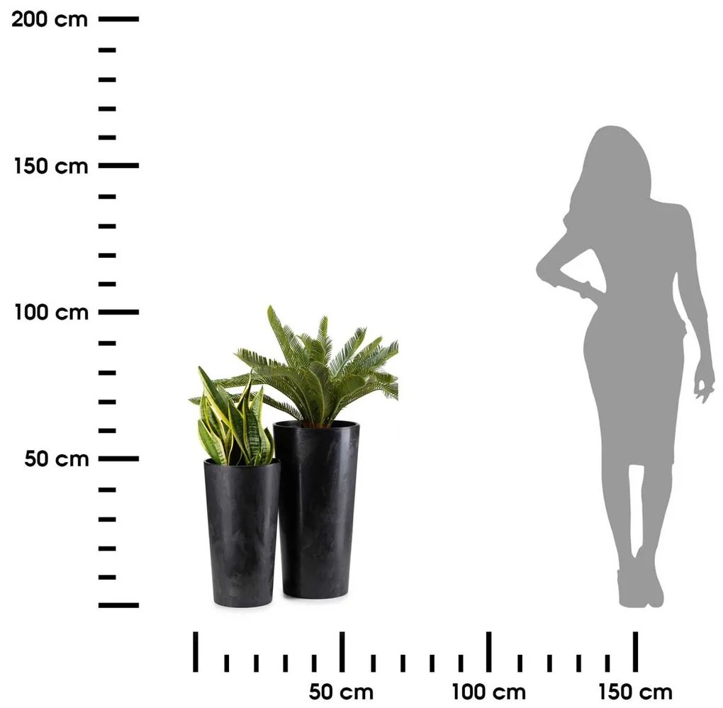 Súprava 2 kvetináčov URBANIKA čierny betón