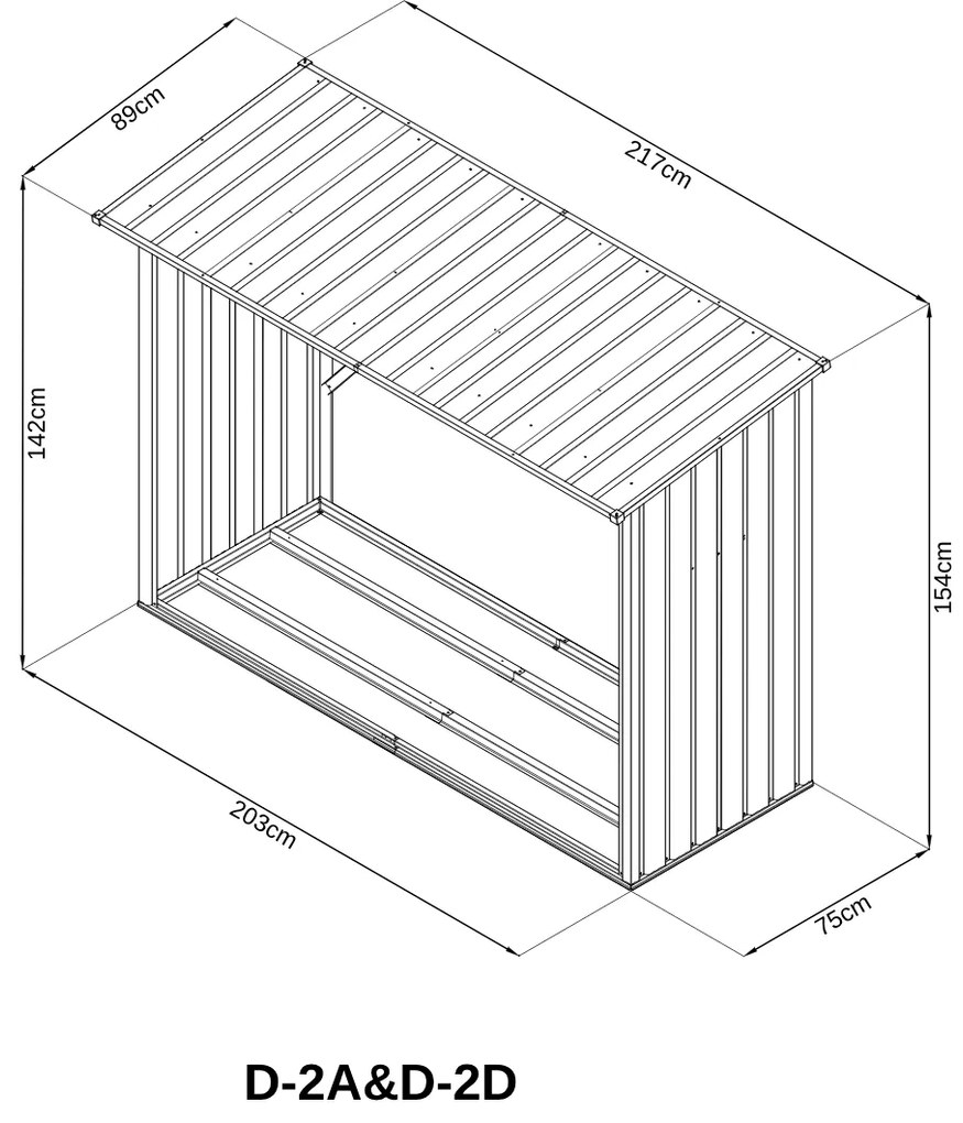 BestBerg D-2D záhradný domček / 2 m² / 217 x 89 x 154 cm / drevo