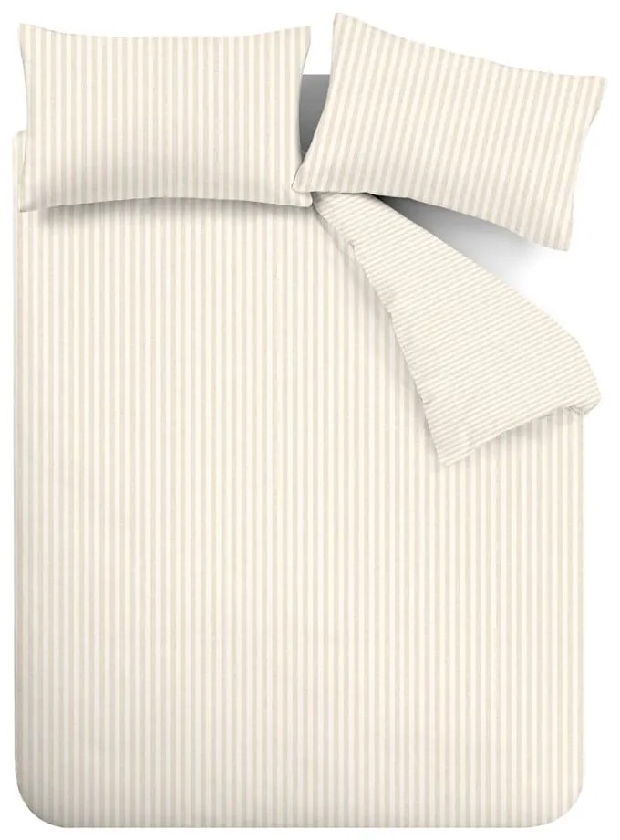 Béžové/krémovobiele flanelové obliečky na dvojlôžko 200x200 cm – Catherine Lansfield