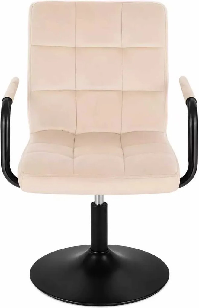 LuxuryForm DESIGN Otočná stolička VERONA BLACK VELUR na čiernom tanieri - krémová
