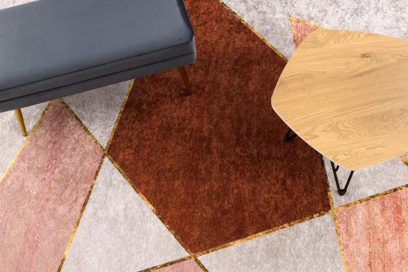 MIRO 52097.802 umývací koberec Geometrická protišmykový - ružová Veľkosť: 120x170 cm