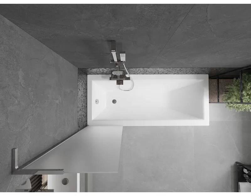 Mexen Next L, 1-krídlová vaňová zástena 50 x 150 cm, 6mm sklo námraza, chrómový profil, 895-050-000-03-30-01