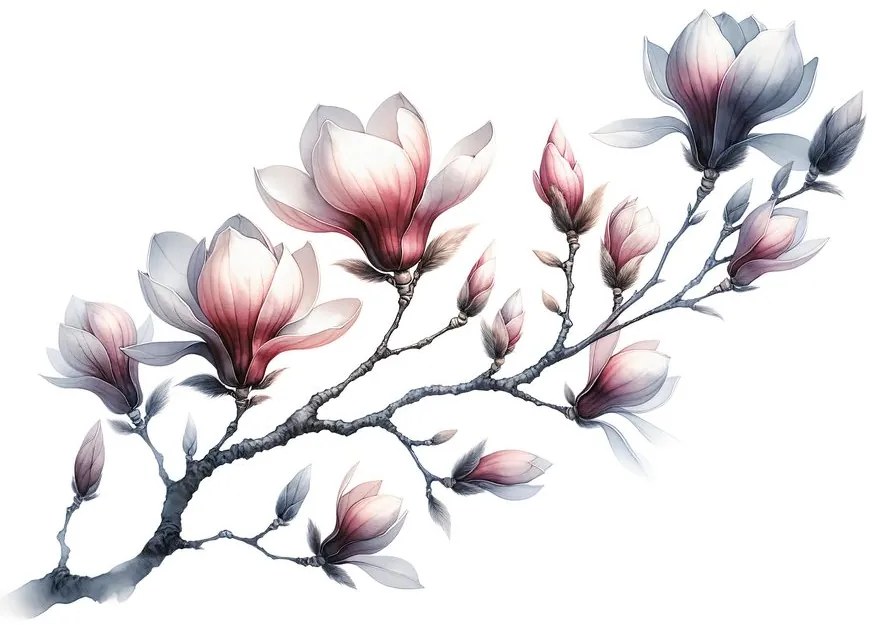 Fototapeta jemné magnólie na bielom pozadí