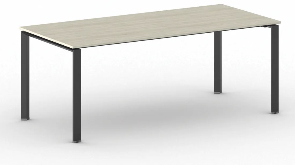 Rokovací kancelársky stôl PRIMO INFINITY, 200x90 cm, čierna podnož, dub prírodný