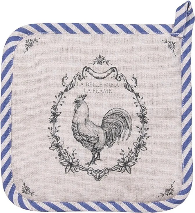 Béžová bavlnená chňapka - podložka s kohútom Devine French Roster - 20*20 cm
