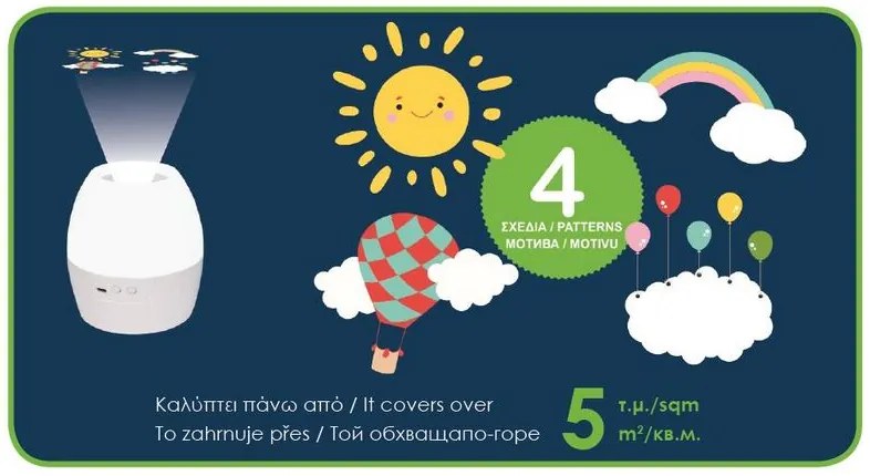 ACA DECOR Detská LED lampička RGB s projektorom obrázkov na strop