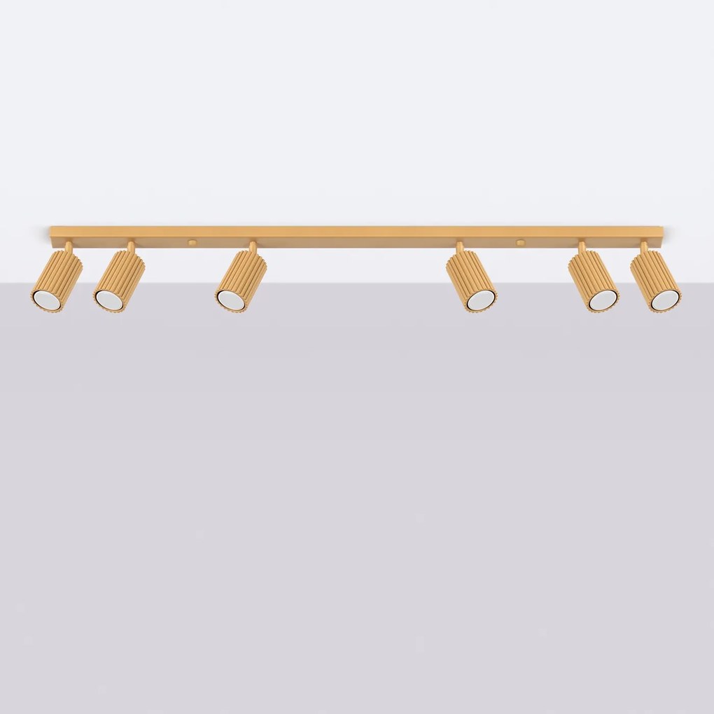 Bodové svietidlo Karbon, 6x zlaté kovové tienidlo, (možnosť polohovania)