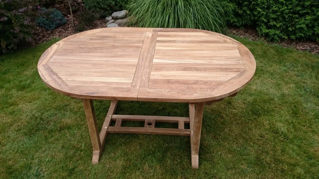 TEXIM ALFI - záhradný teakový rozkladací stôl - oválný, teak