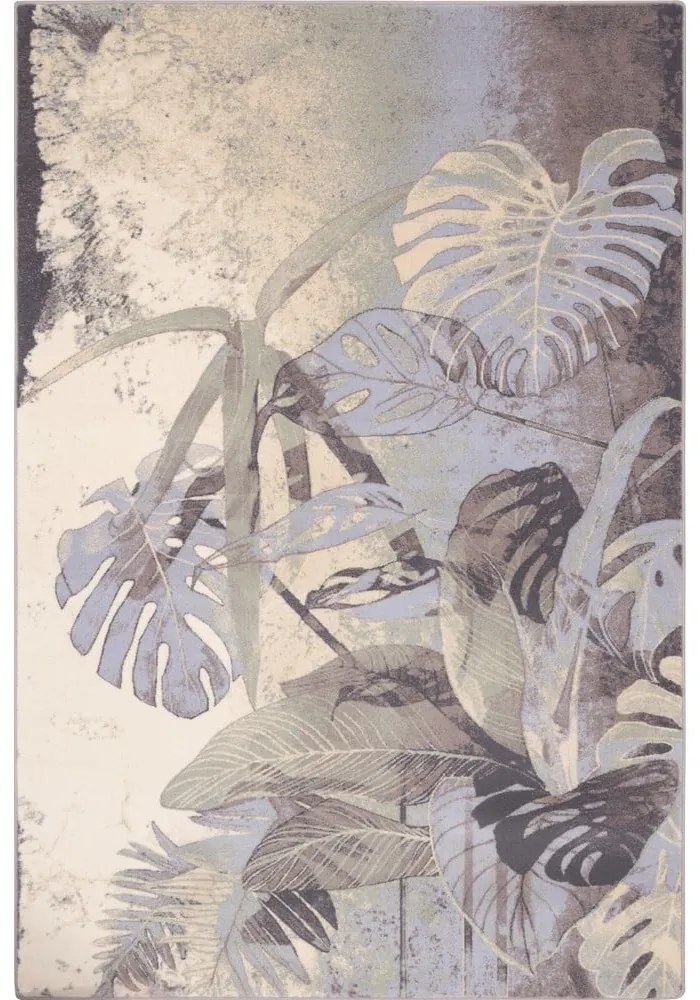 Krémovo-sivý vlnený koberec 160x240 cm Plants – Agnella