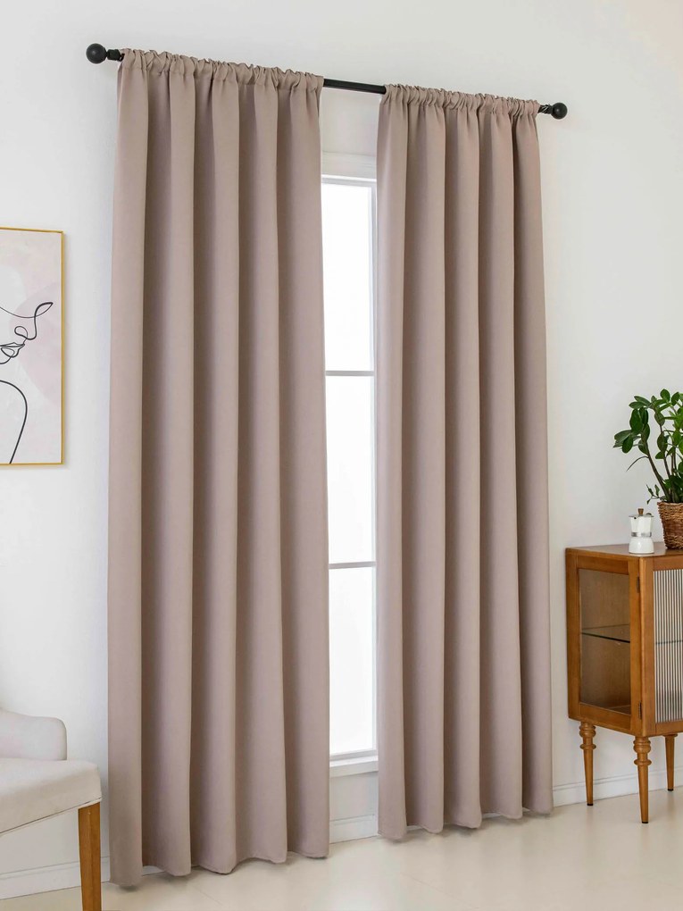 Blackout závesy Elias cappuccino – 140 × 250 cm (2 ks) - riasiaca stuha