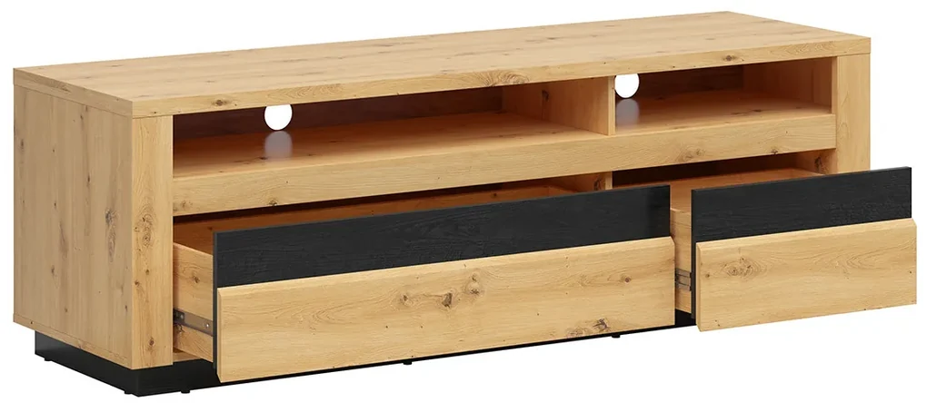 TV stolík/skrinka BRW Ostia RTV2S (dub artisan + dub čierny) ( s LED osvetlením). Vlastná spoľahlivá doprava až k Vám domov. 1025965