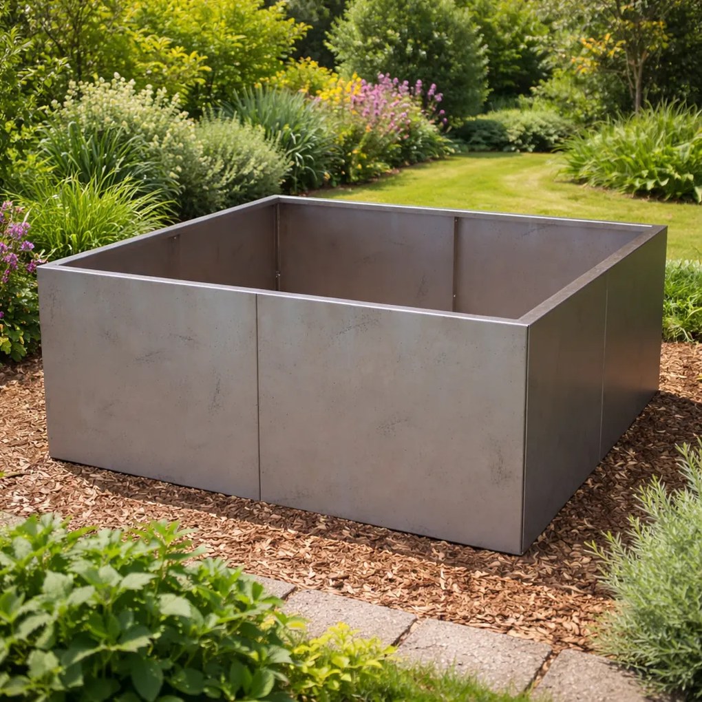 Vyvýšený cortenový záhradný záhon BestBerg BBGR-430CT / 430 l / 100 x 100 x 43 cm / corten