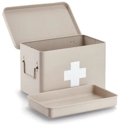 Lekárnička, kovový box na lieky, 2v1, béžová, MEDICINE XL 32x20x20
