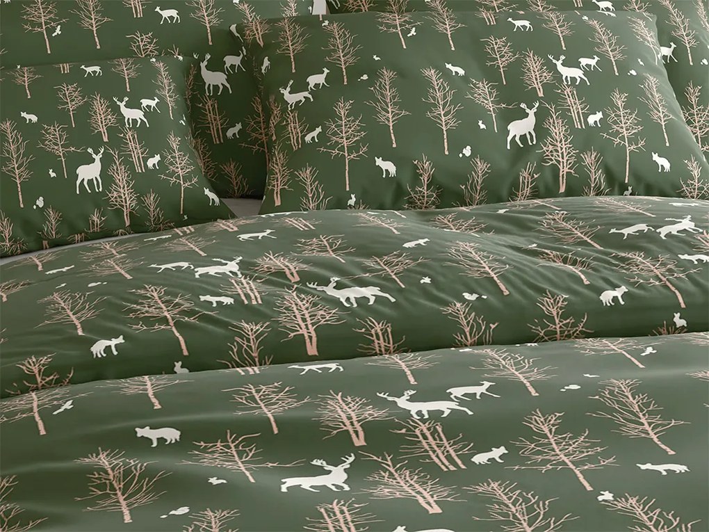 Obliečky z mikrovlákna OAK DEER tmavo zelené Rozmer obliečky: 70 x 90 cm | 140 x 220 cm