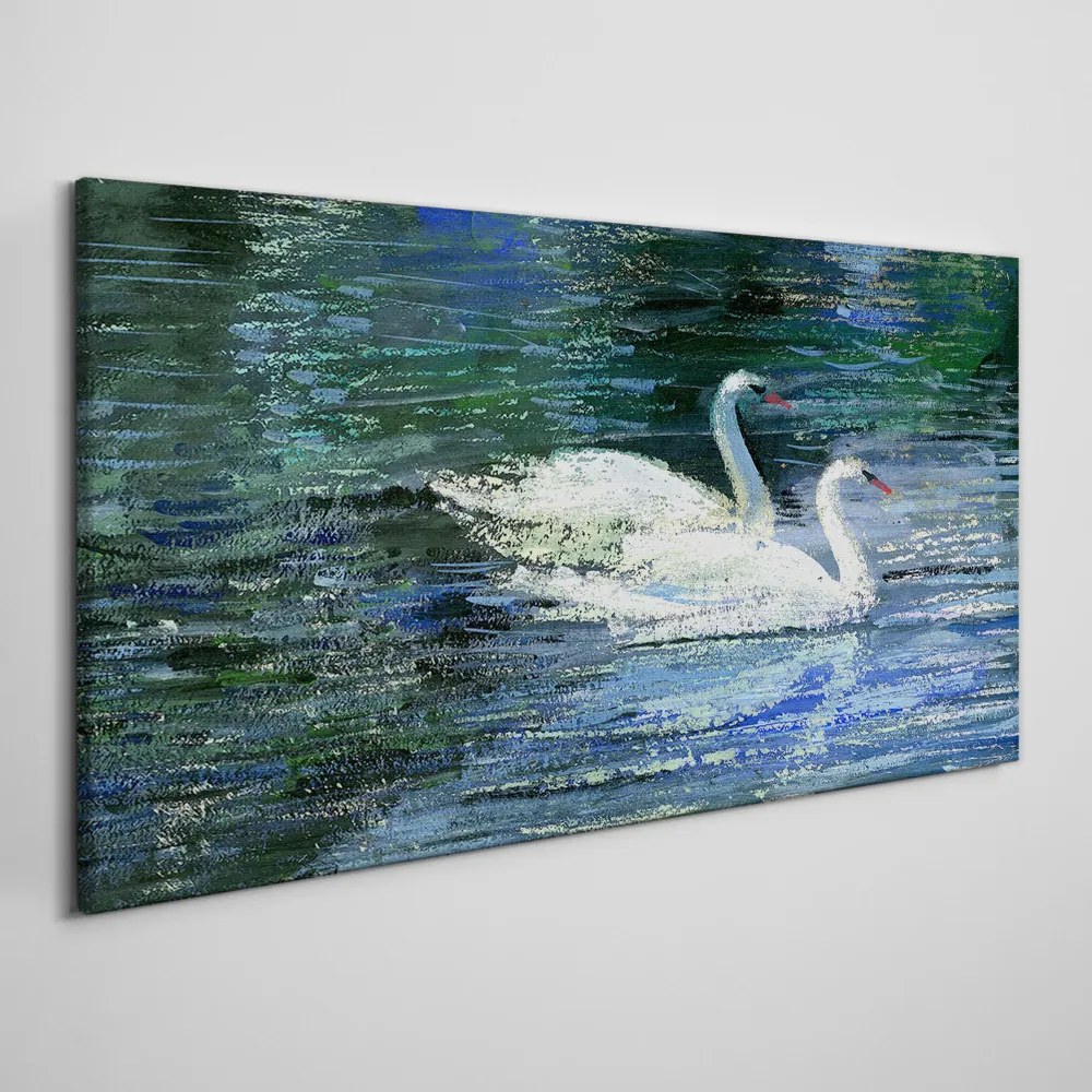 Obraz canvas Jazero vtákov labute vody