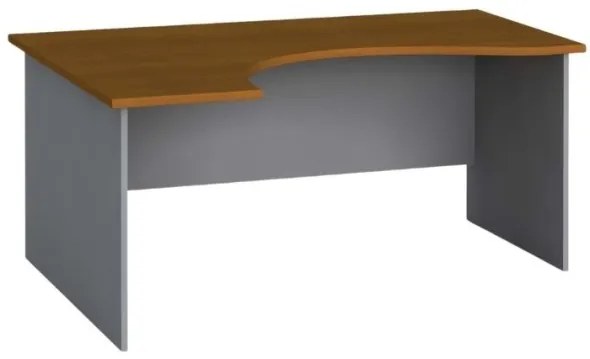 Rohový kancelársky pracovný stôl PRIMO FLEXI, zaoblený 160x120 cm, sivá / čerešňa, ľavý