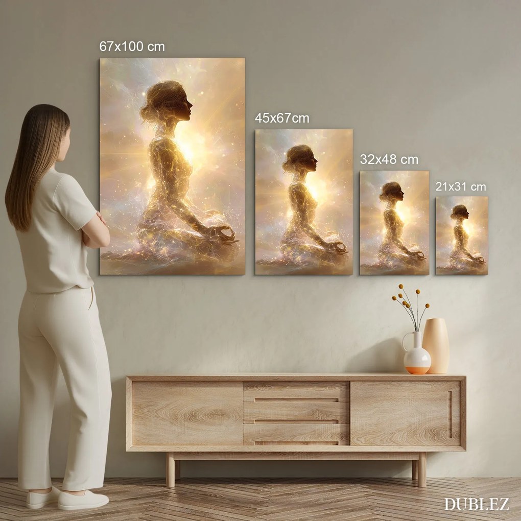 DUBLEZ | Spirituálny obraz - Jogínka so zlatou aurou