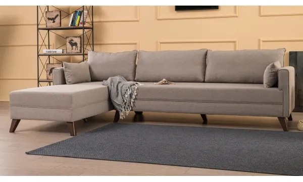 Rohová sedacia súprava KORFU do tvaru L, krémová, ľavé prevedenie