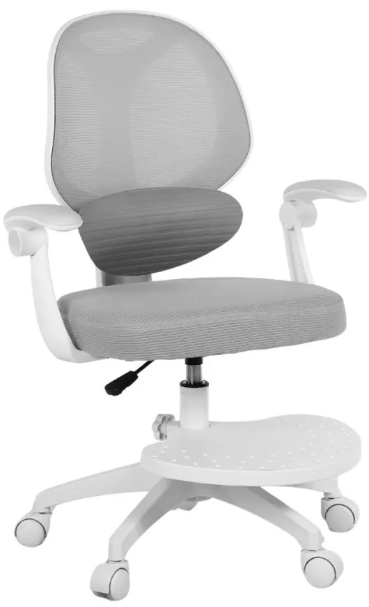 Detská otočná stolička Neoseat JUNI 009 s podnožou — látka, sivá